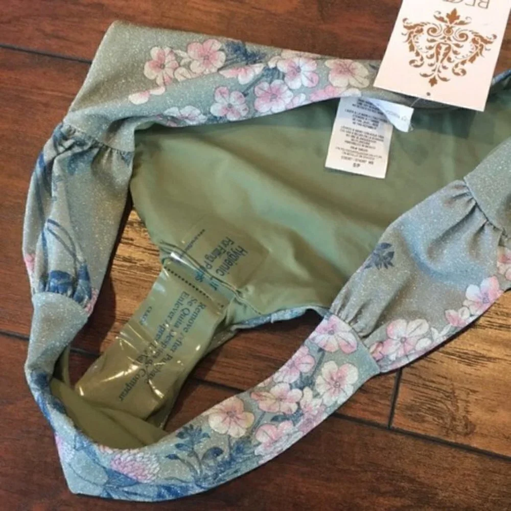 NWT Becca Serene Green Metallic Swim Bottom